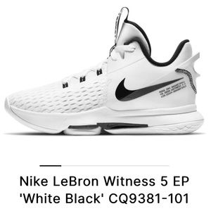 Nike LeBron Witness 5 EP 'White Black' CQ9381-101 size 9. Good, used condition.